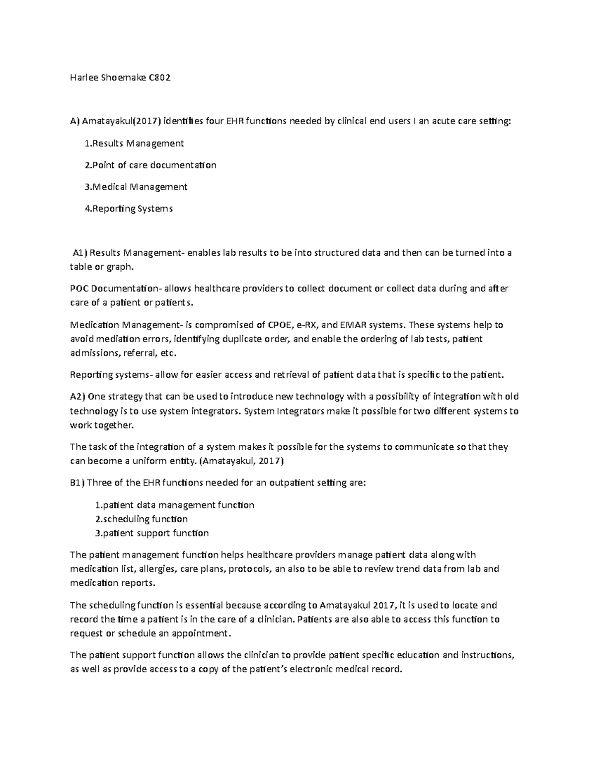 Harlee Shoemake C802 - TXM1 — TXM1 TASK 1: EHR FUNCTIONS - Harlee ...