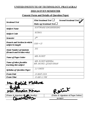 KCS601 SE Second Sessional Consent FORM - UNITED INSTITUTE OF TECHNOLOGY,  PRAYAGRAJ 2023-24 EVEN - Studocu