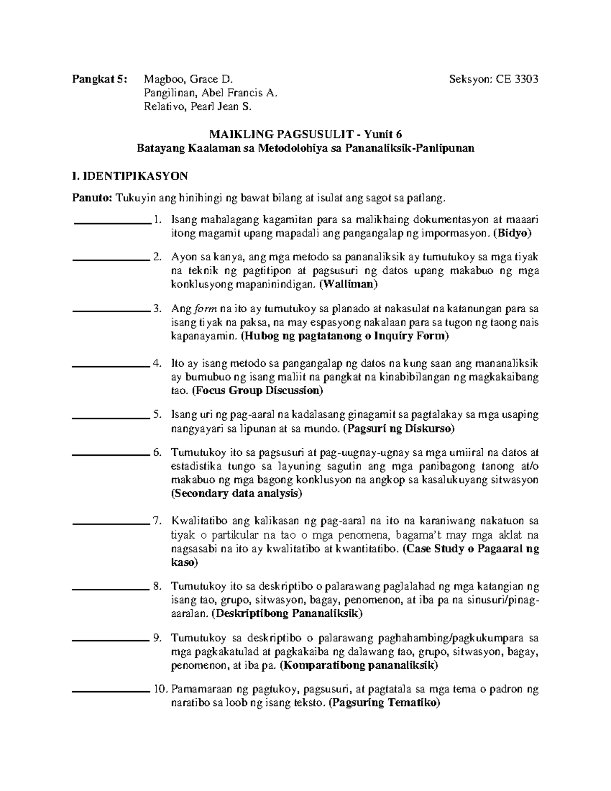 ce-3303-pangkat-5-yunit-6-maikling-pagsusulit-pangkat-5-magboo