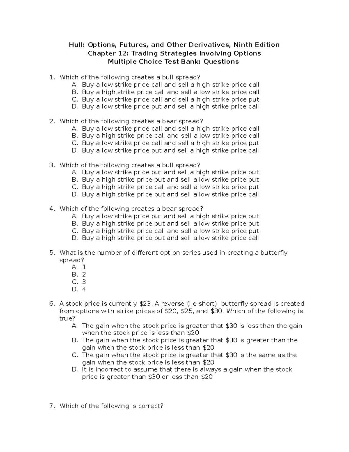 Sample/practice exam March 2018, questions and answers - Hull: Options ...