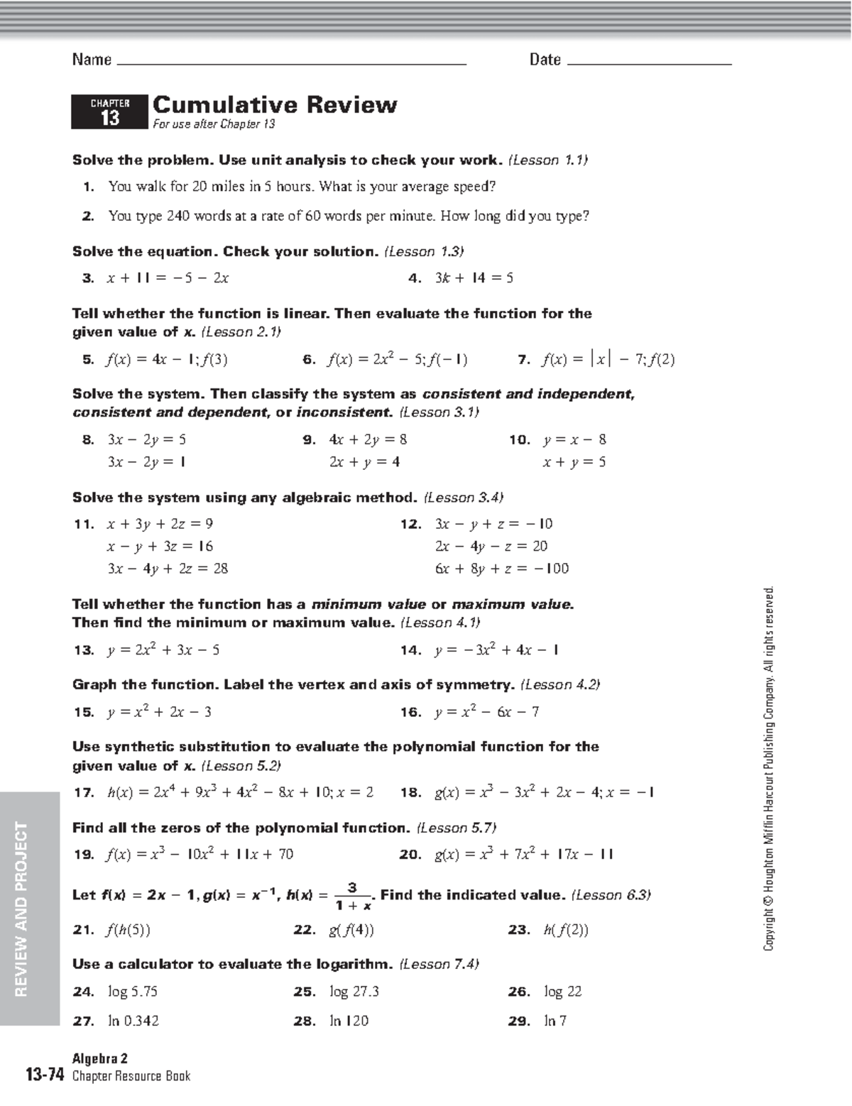 Cumulative Review WS - Name ——————————————————————— Date ...