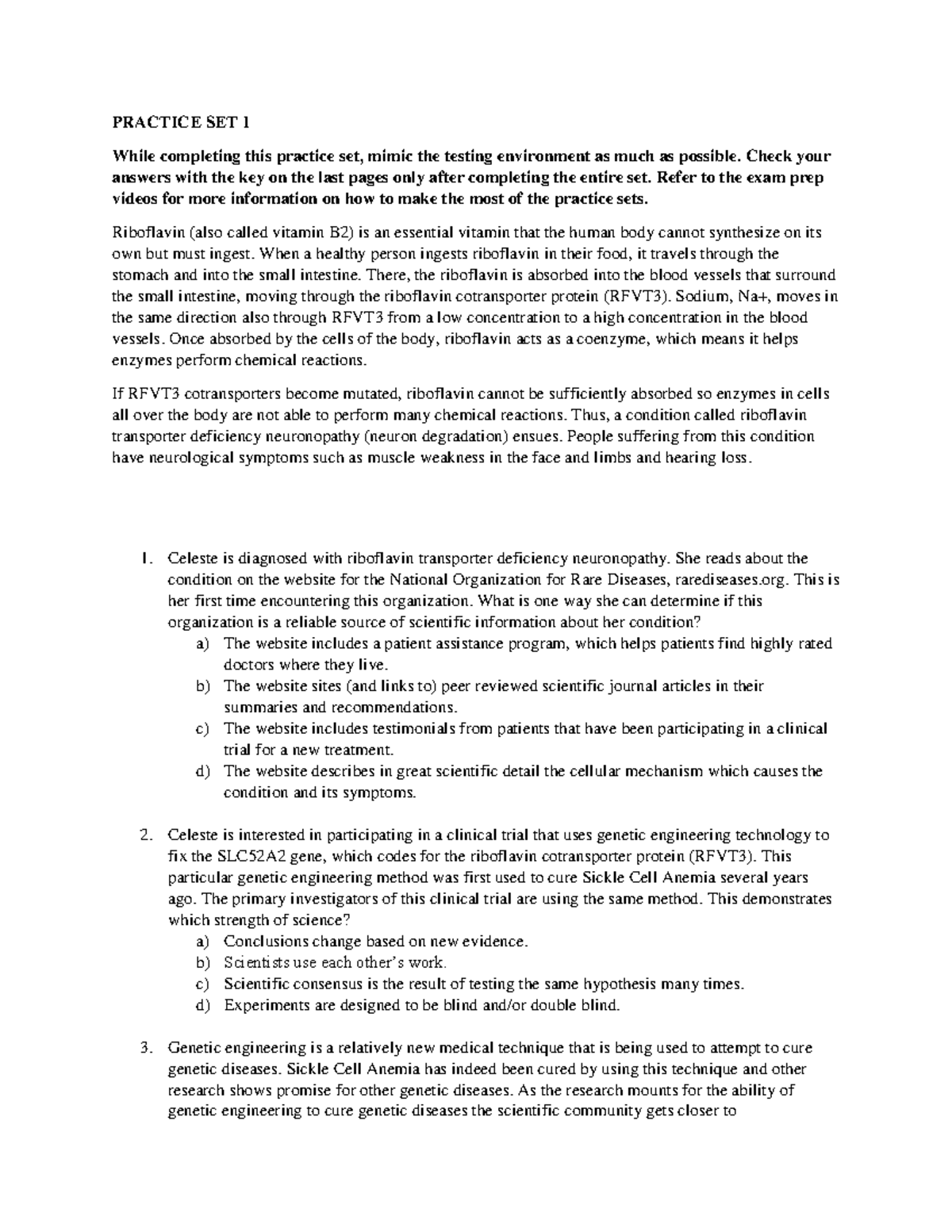 BIOL113 Practice Set 1 lectures 1-7 - PRACTICE SET 1 While completing ...