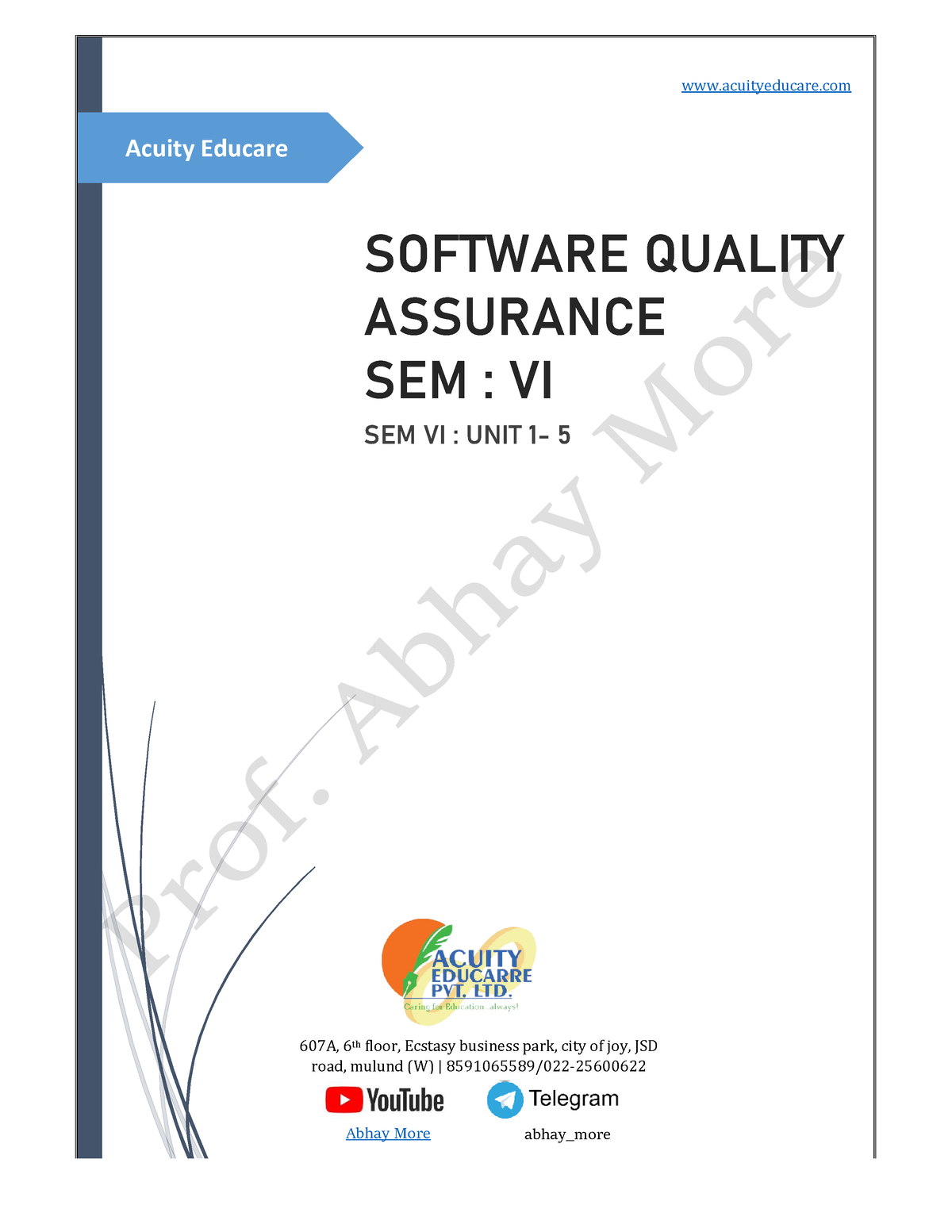 SQA Notes U 1 to 5 - is it ok - Acuity Educare SOFTWARE QUALITY ...