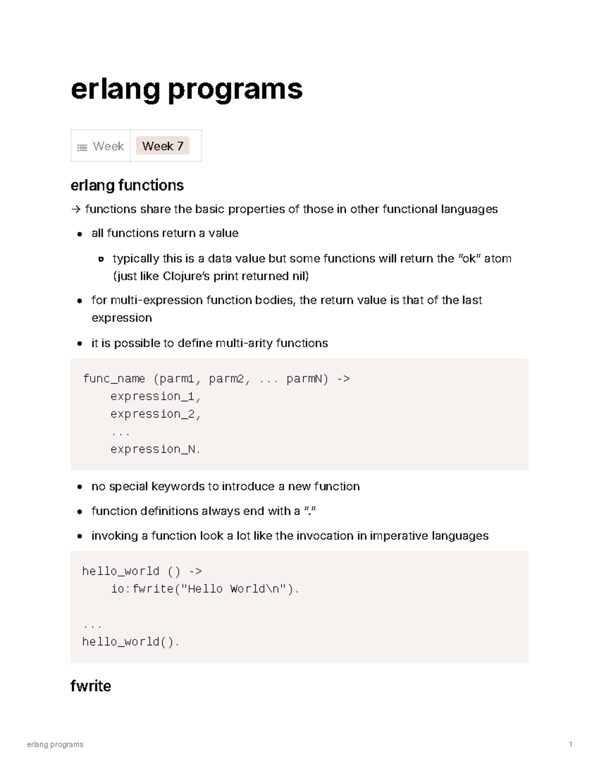 Erlang Programs - erlang programs Week Week 7 erlang functions → ...