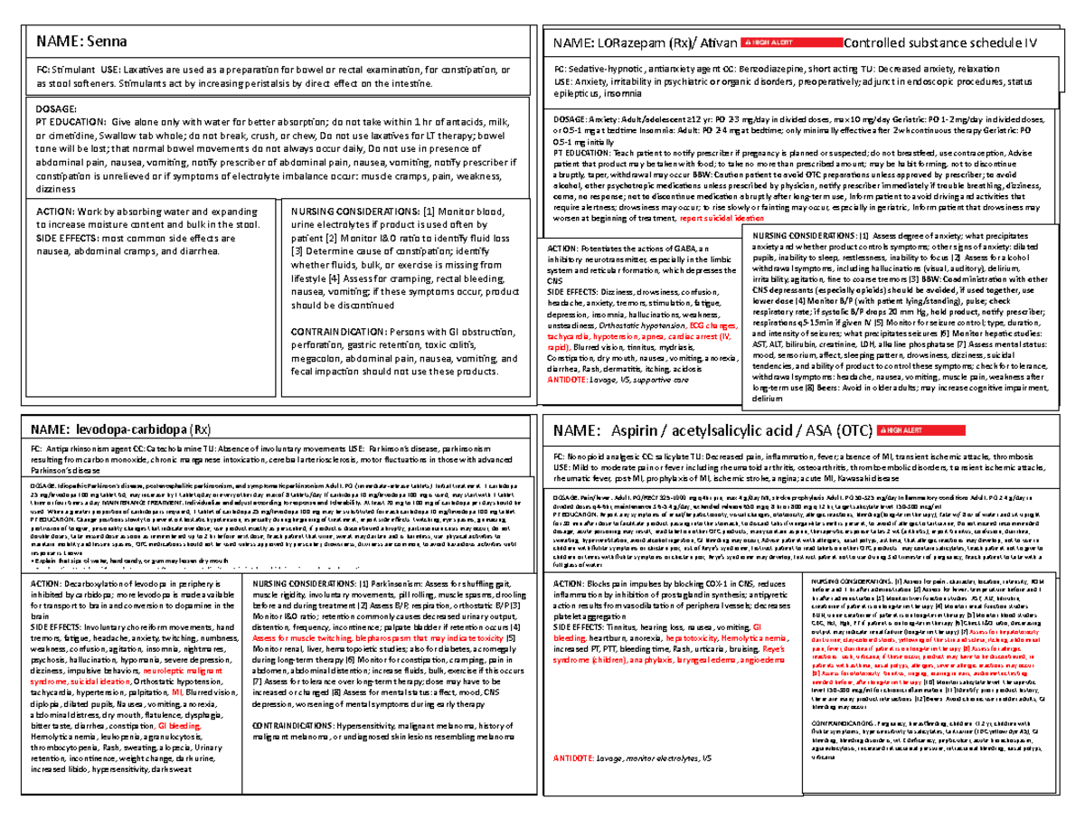 MEDICATION CARD FOR CLINICAL ROTATIONS NAME LORazepam Rx Ativan   Thumb 1200 927 