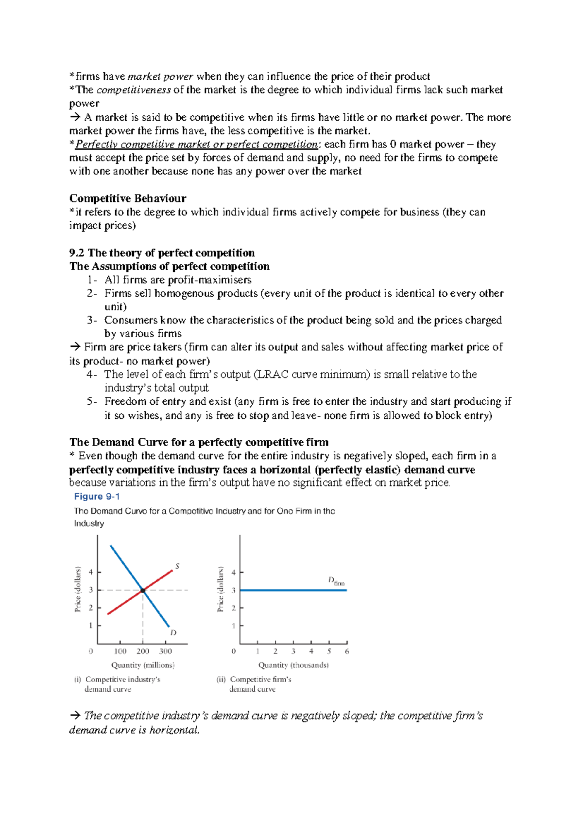 Chap9 - ECON 201: Competitive Markets - *firms have market power when ...