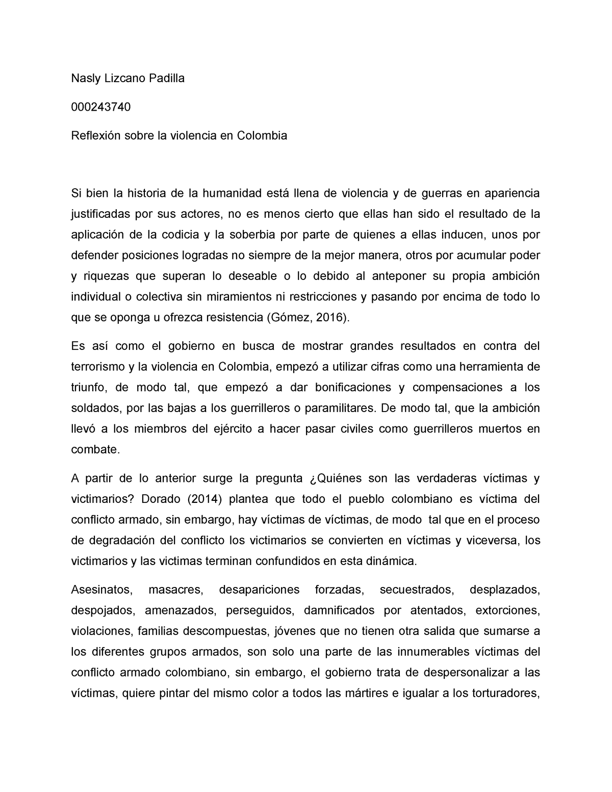 Reflexión violencia en Colombia - Nasly Lizcano Padilla 000243740 ...