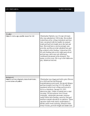 Clinical Replacement Packet Vernon russel - vSim ISBAR Activity Student ...