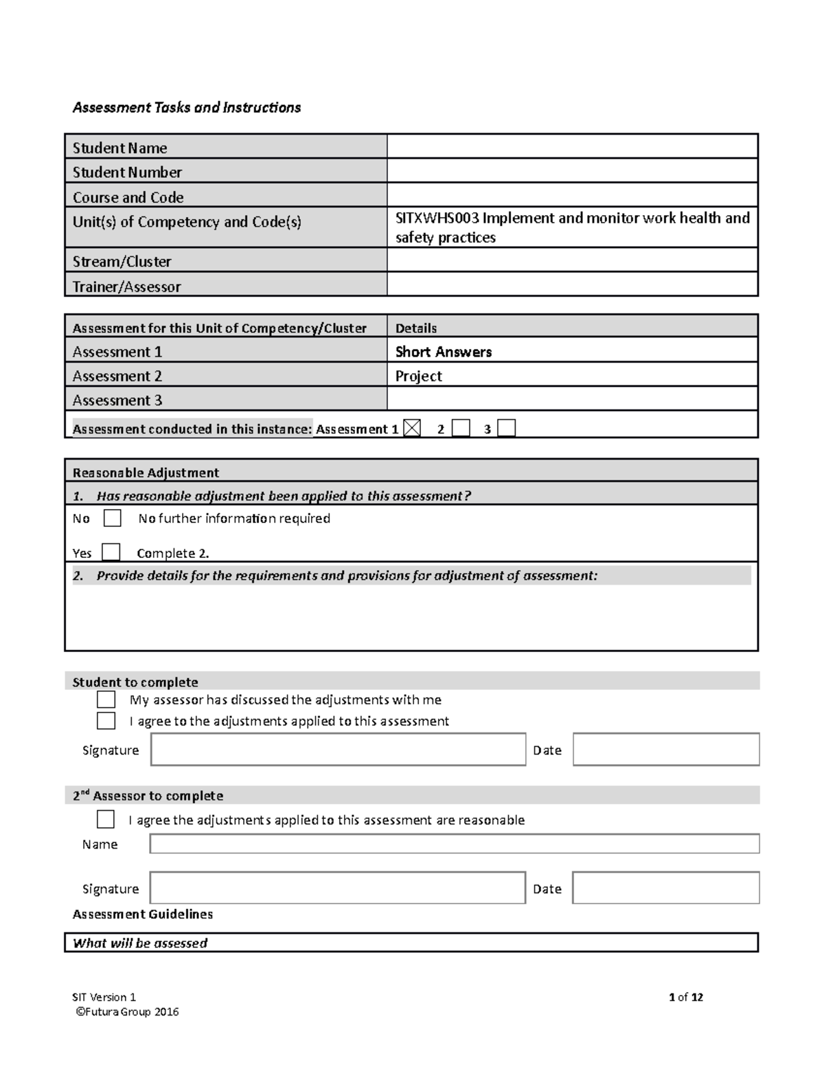 Sitxwhs 003 Assessment 1 -Short Answer af4f2edf4402065 ...