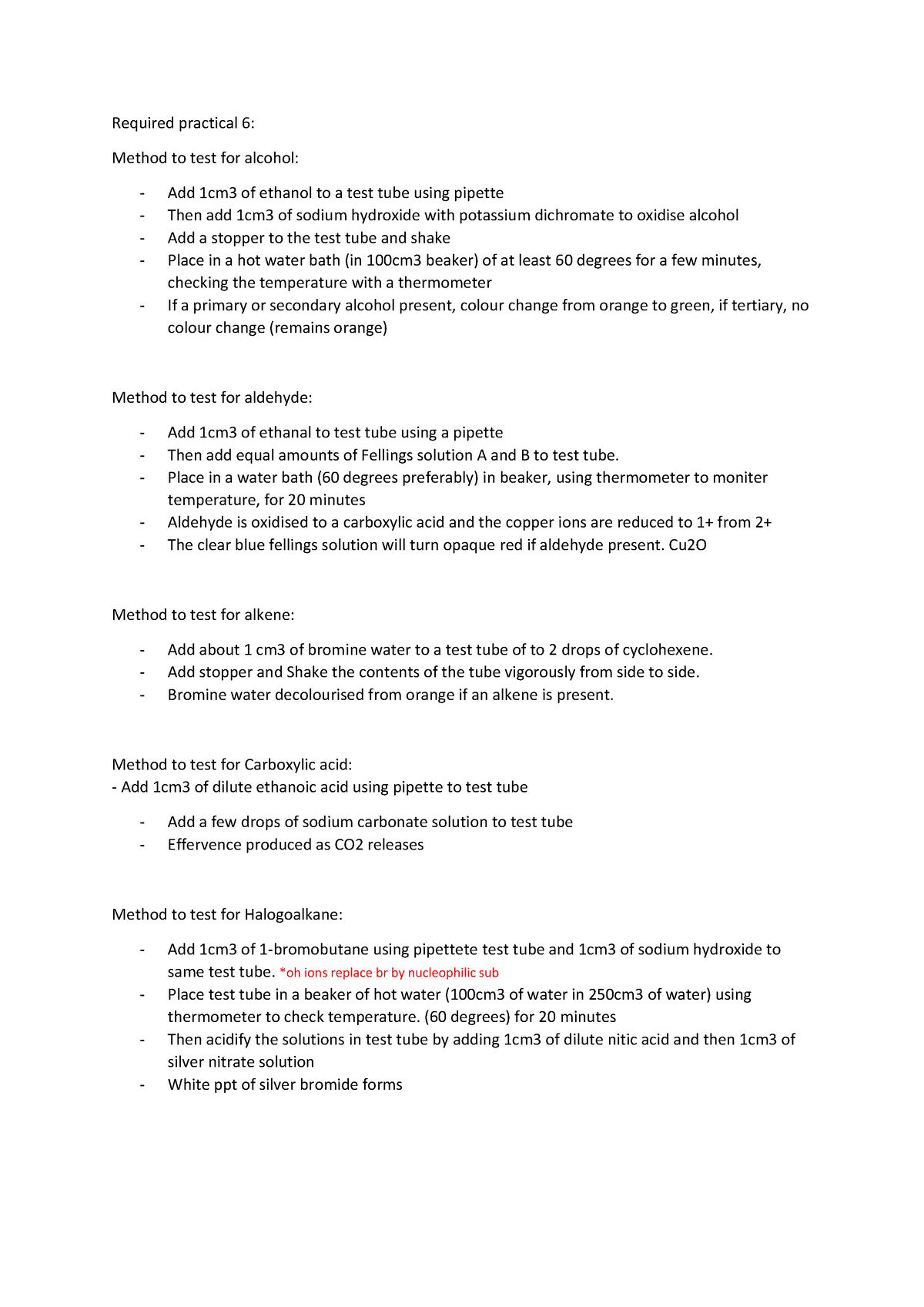 Required practical 6 - aqa - Required practical 6: Method to test for ...