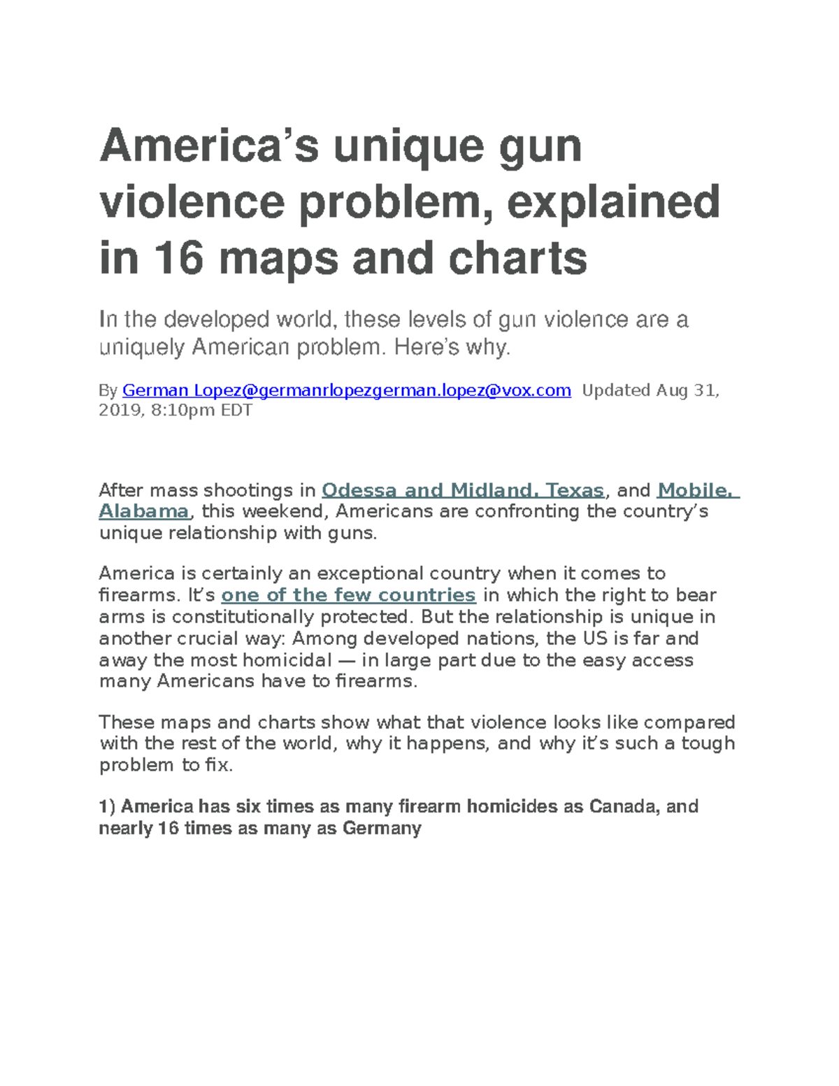 America’s Unique Gun Violence Problem, Explained In 16 Maps And Charts ...