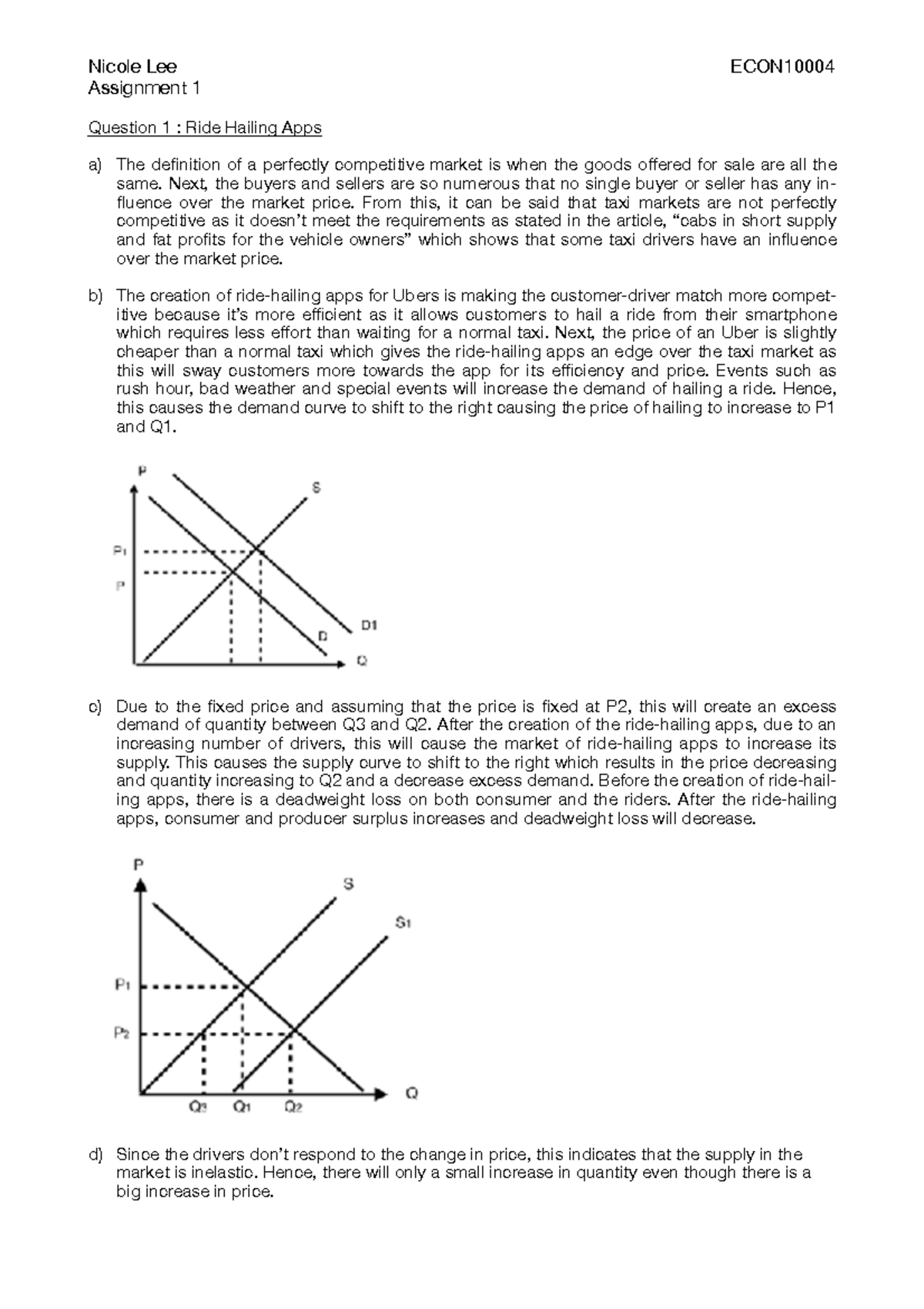 LEE 988007 ECON10014 Assignment 1 - Nicole Lee Assignment 1 ECON10004 ...