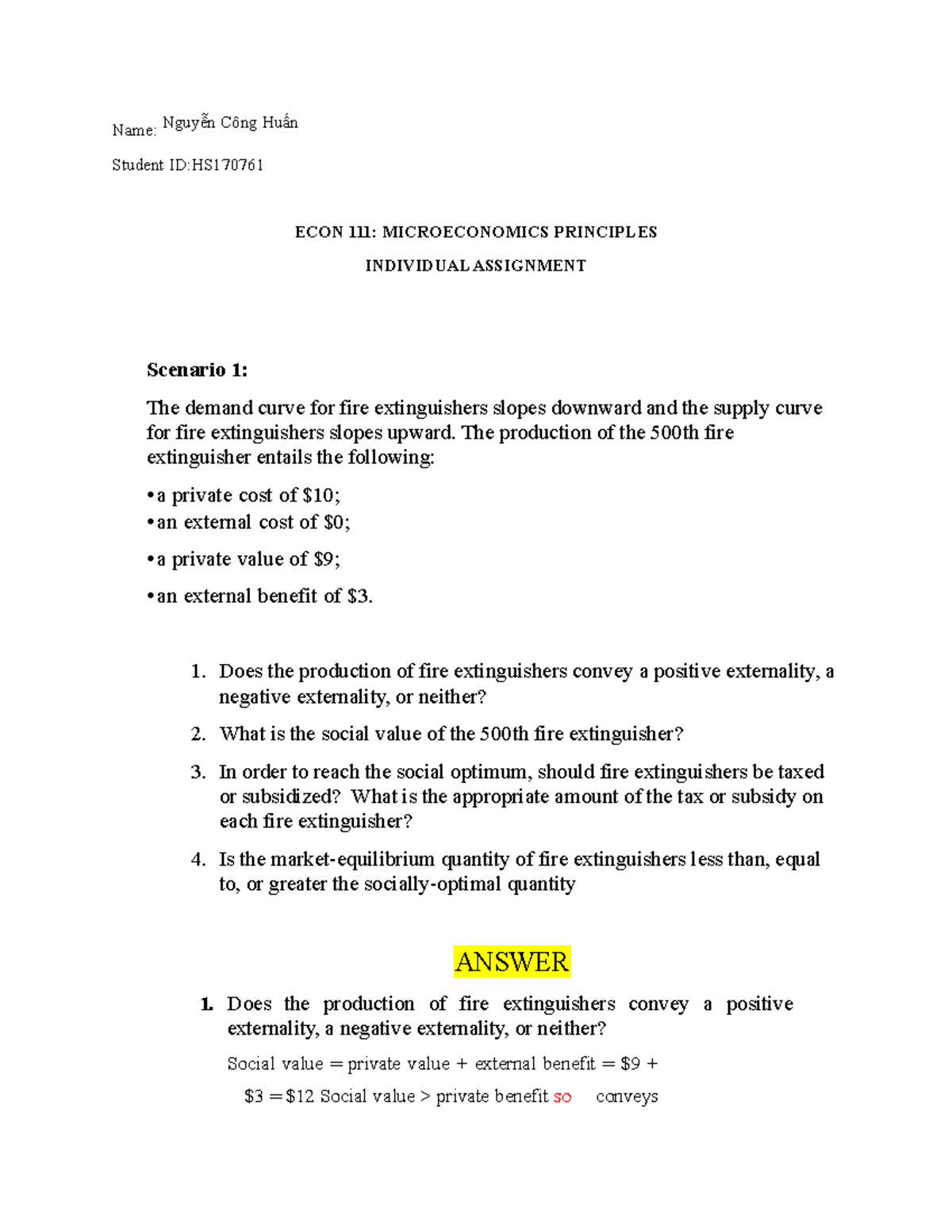 Individual Assignment 3 - Name: Nguyễn Công Huấn Student ID:HS ECON 111 ...