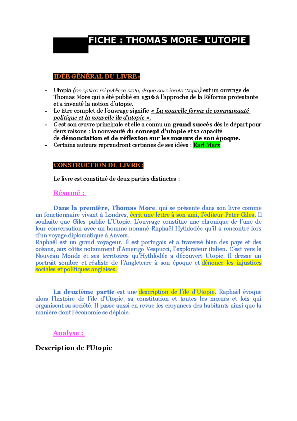 dissertation philo utopie