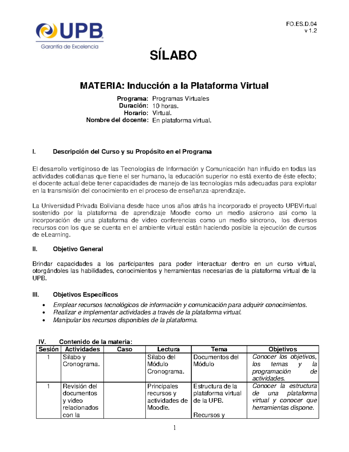 Silabo Del Modulo De Induccion - 100% Virtua - FO. V 1. SÍLABO 1 ...