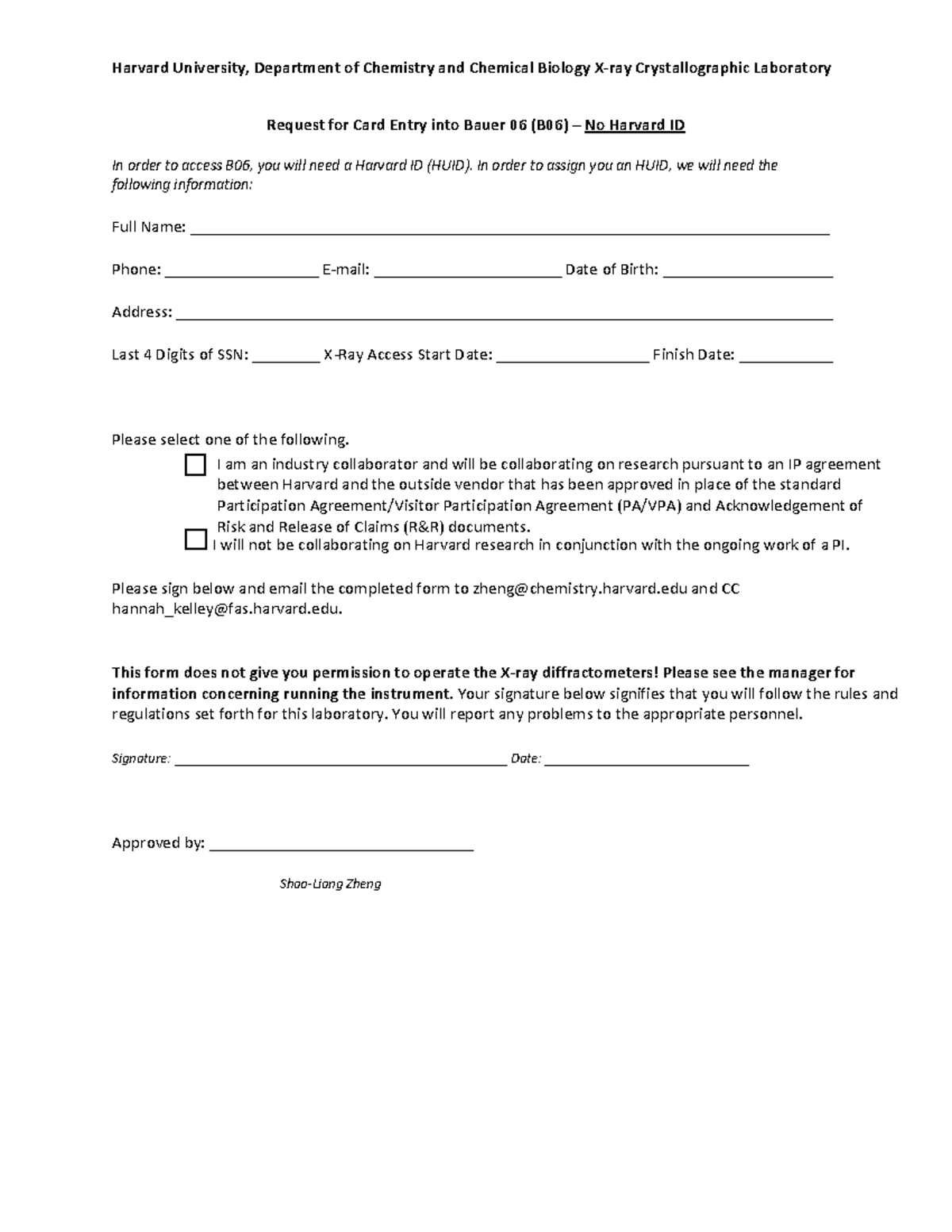 x-ray document coursework - Harvard University, Department of Chemistry ...