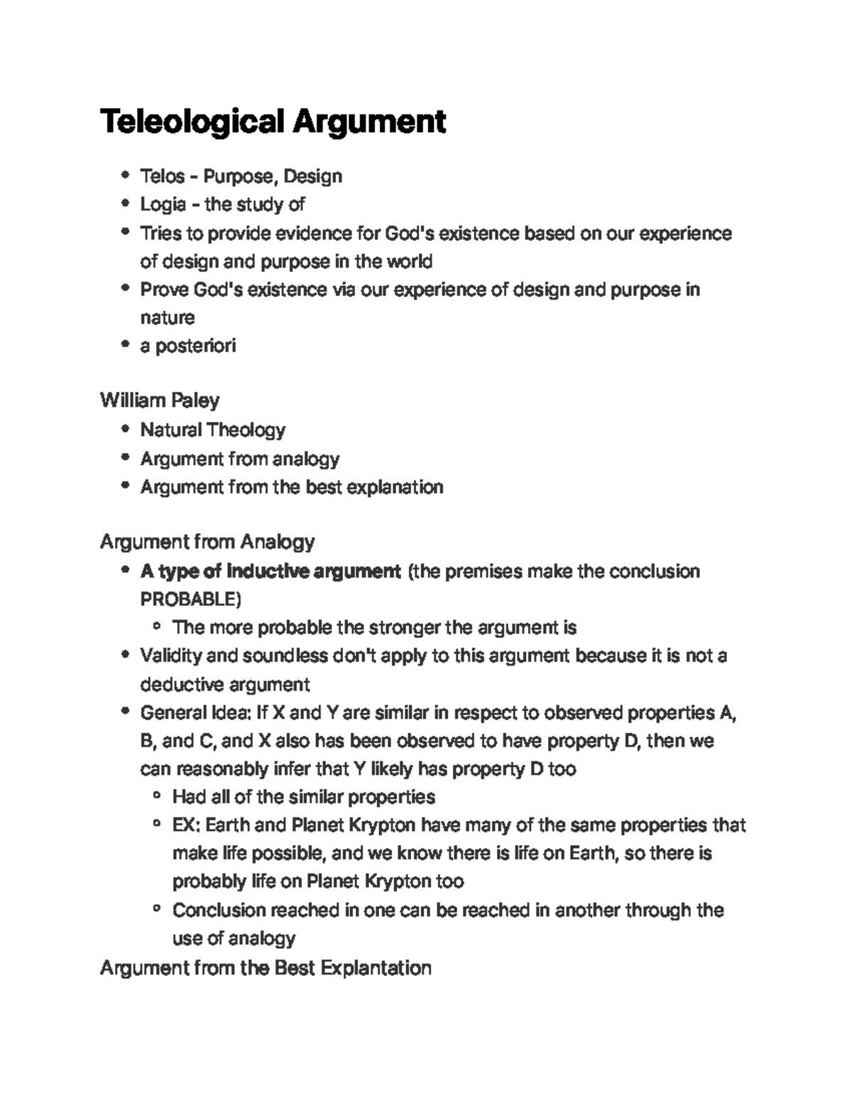 thesis statement teleological argument