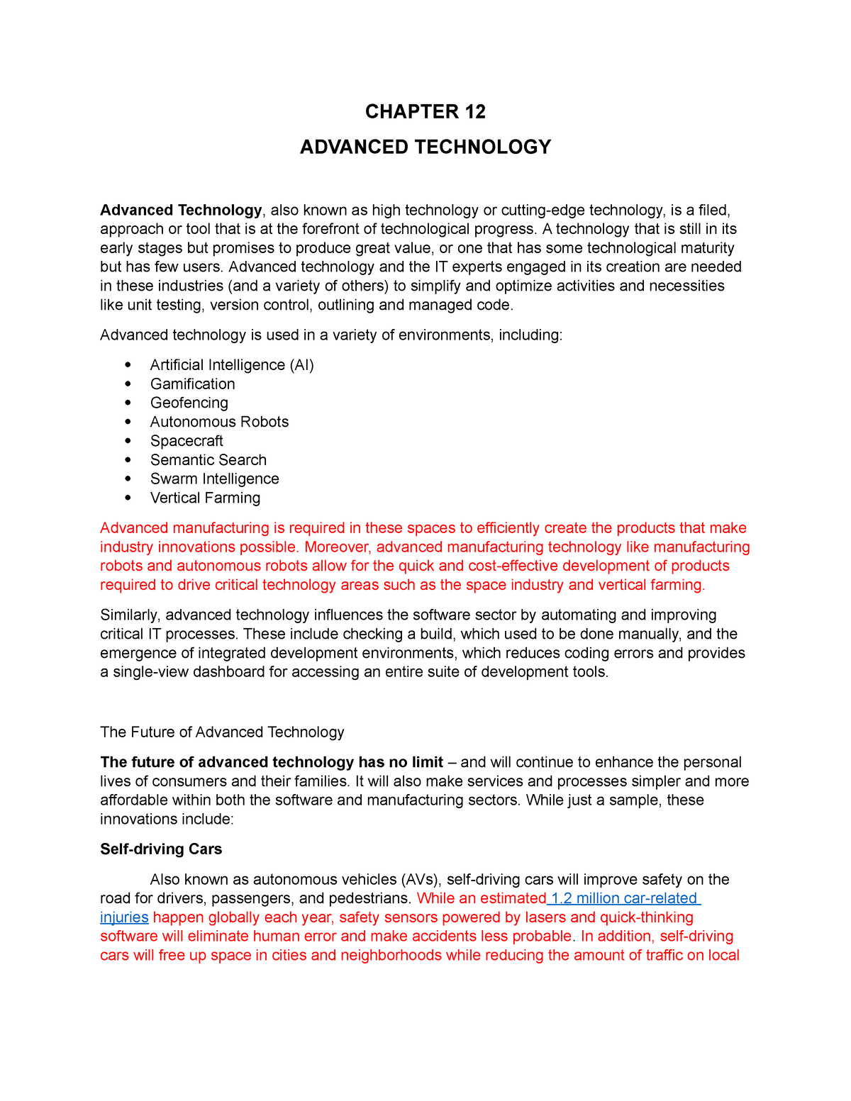 advanced technology essay introduction