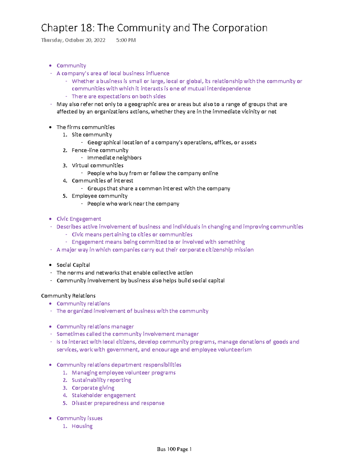 The Community and The Corporation - Community A company's area of local ...