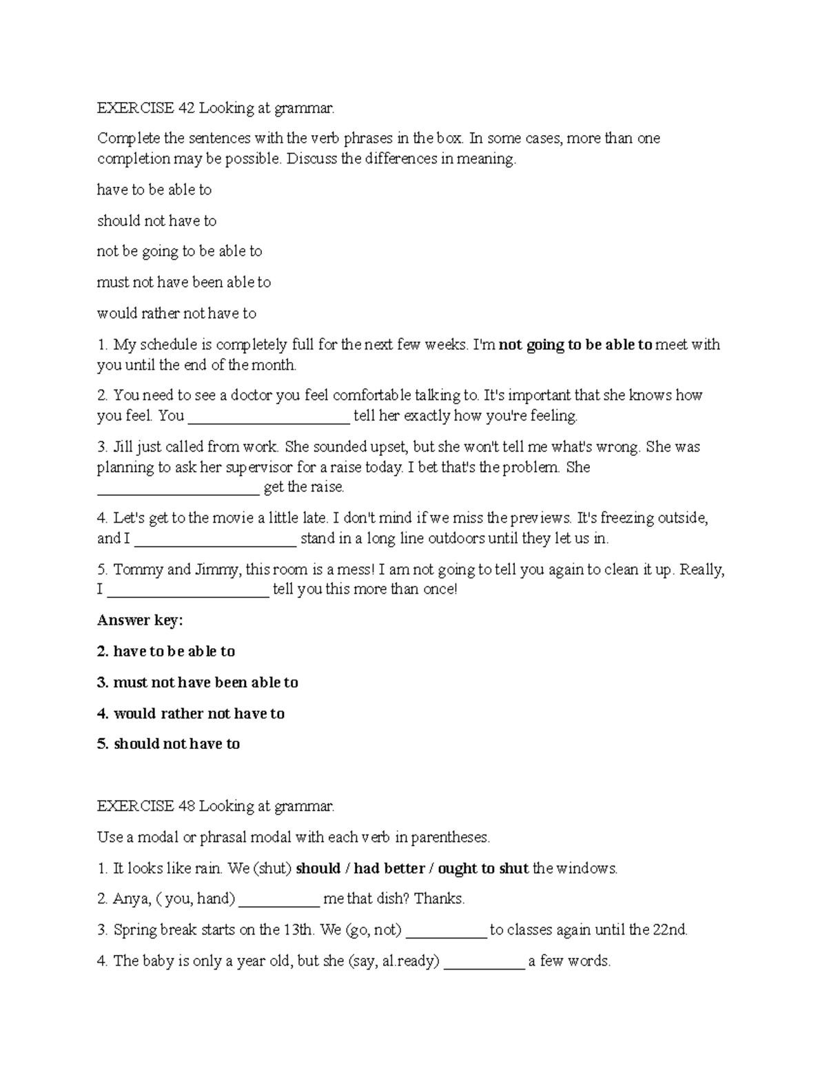 Chapter 10 Exercise 42 Exercise 48 Exercise 49 And Exercise 51 Exercise 42 Looking At Grammar Studocu