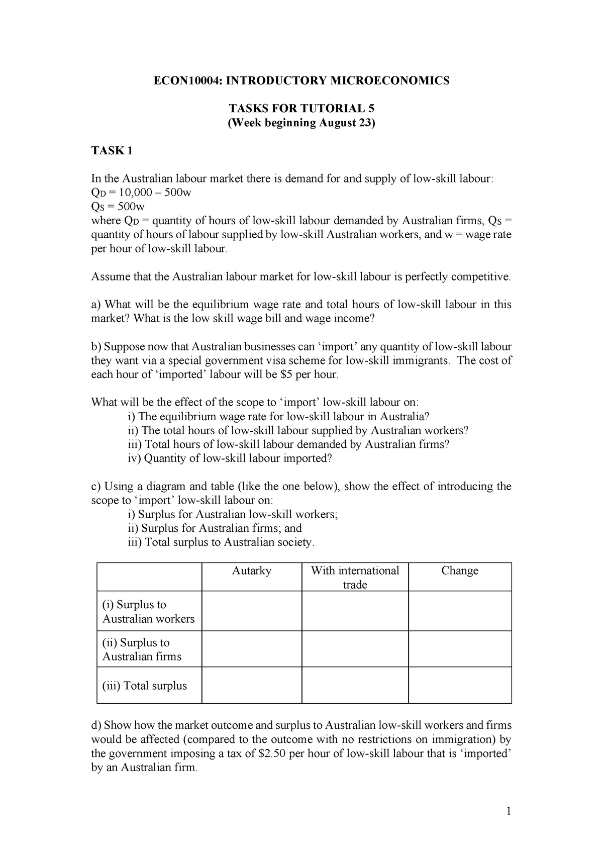 Week 5 In-Tutorial Tasks 2021 S2 - 1 ECON10004: INTRODUCTORY ...