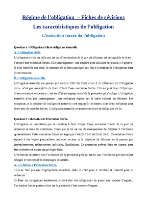 Fiches Revisions Rgo Regime De L Obligation F Iches De Revisions Les Caracteristiques De Studocu