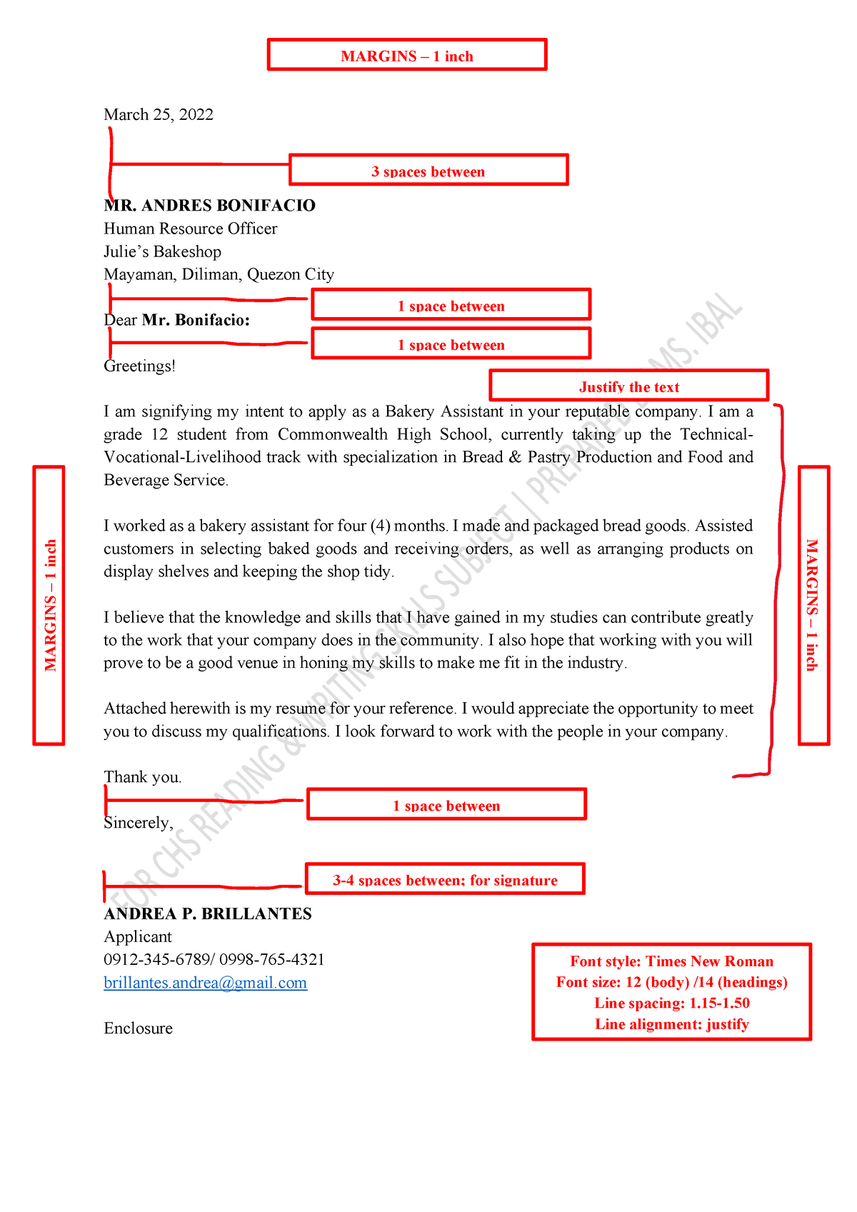 RWS application letter template - March 25, 2022 MR. ANDRES BONIFACIO ...