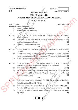 BXE unit 5 study notes - Subject - Basic Electronics Engg. (104010) FE ...