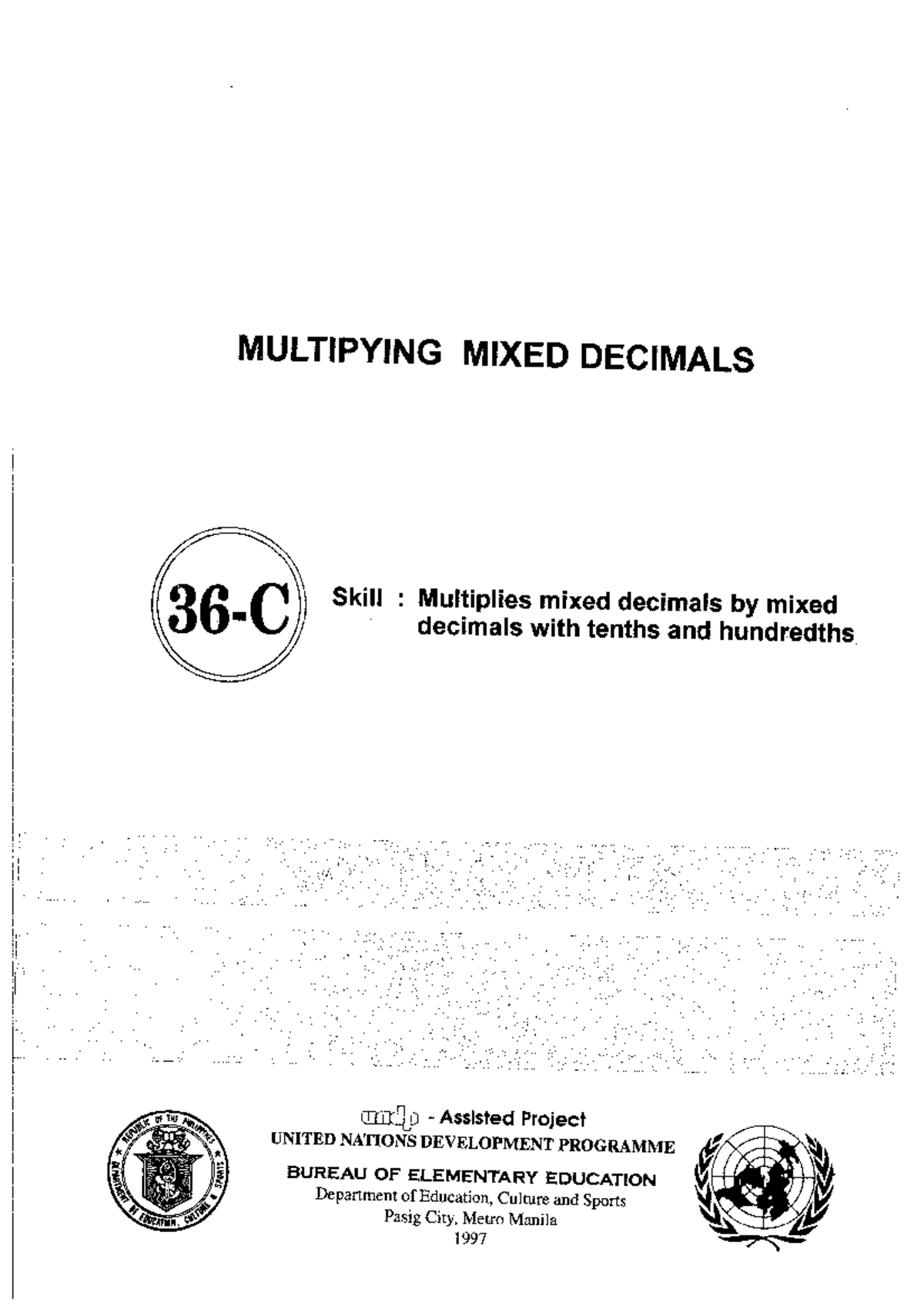 Proded Math 36-C Multiplying Mixed Decimals - MULTIPYING MIXED DECIMALS ...