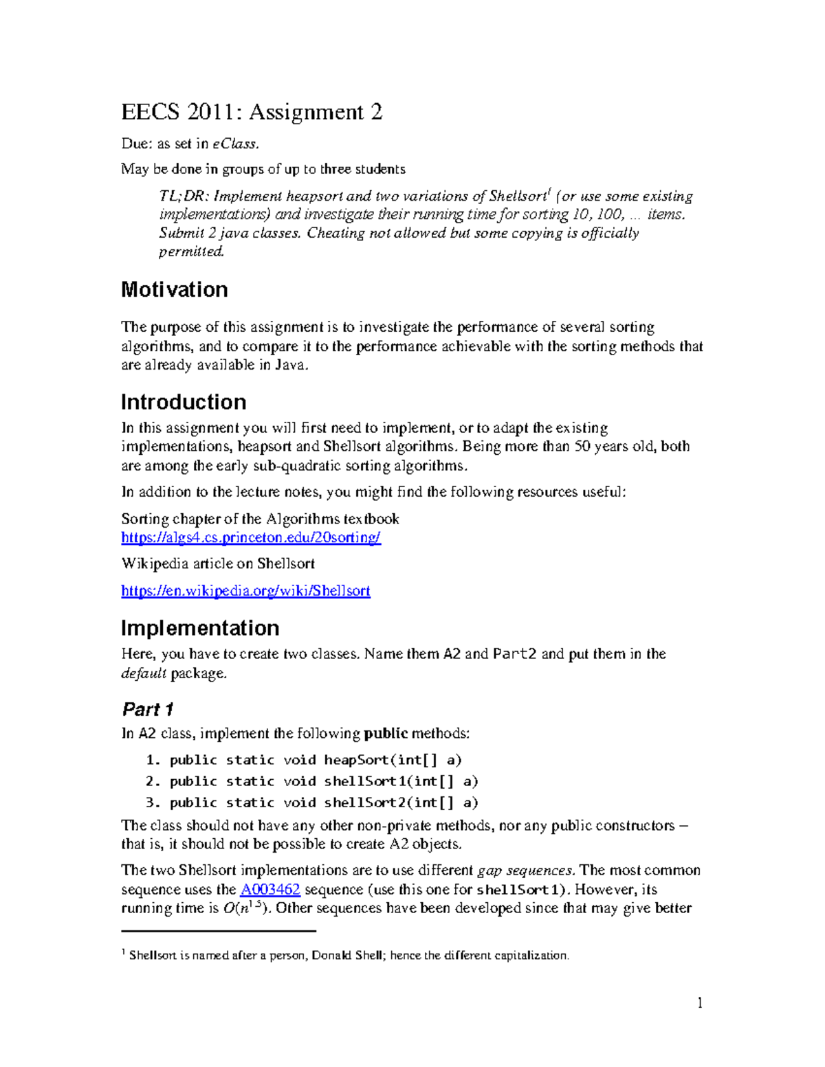 Assignment 2 - May be done in groups of up to three students TL;DR ...