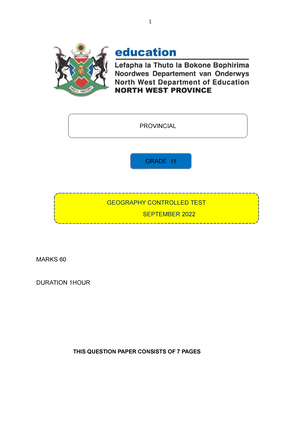 Tourism Grade 11 June Examination 2023 - GRADE 11 MARKS : 150 TIME : 2 ...