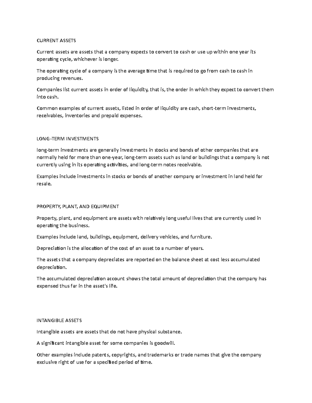 Chapter 2 Wiley Notes - YOLO - CURRENT ASSETS Current assets are assets ...