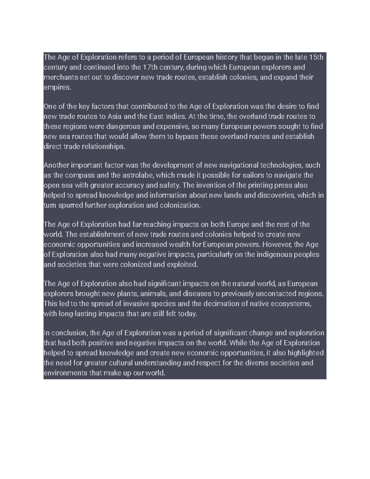 THE AGE OF Exploraton - The Age of Exploration refers to a period of ...