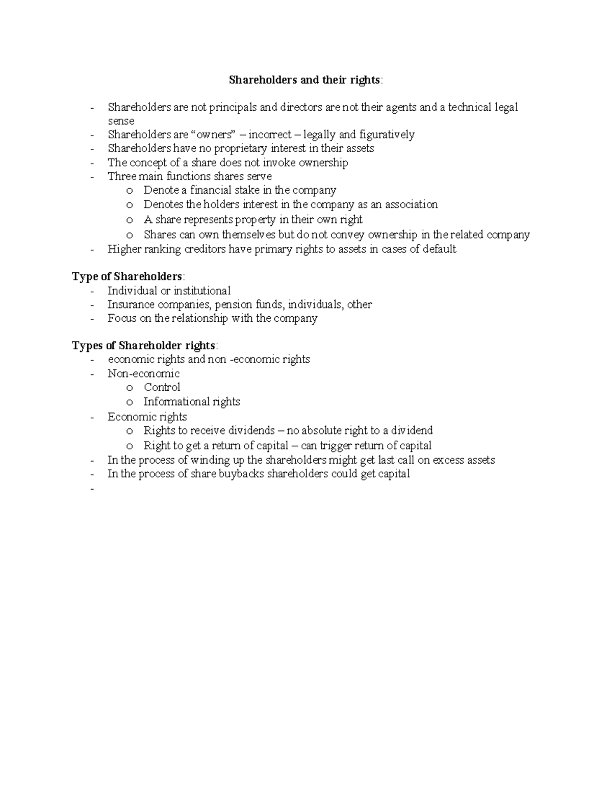 Shareholders and their rights - Shareholders and their rights ...
