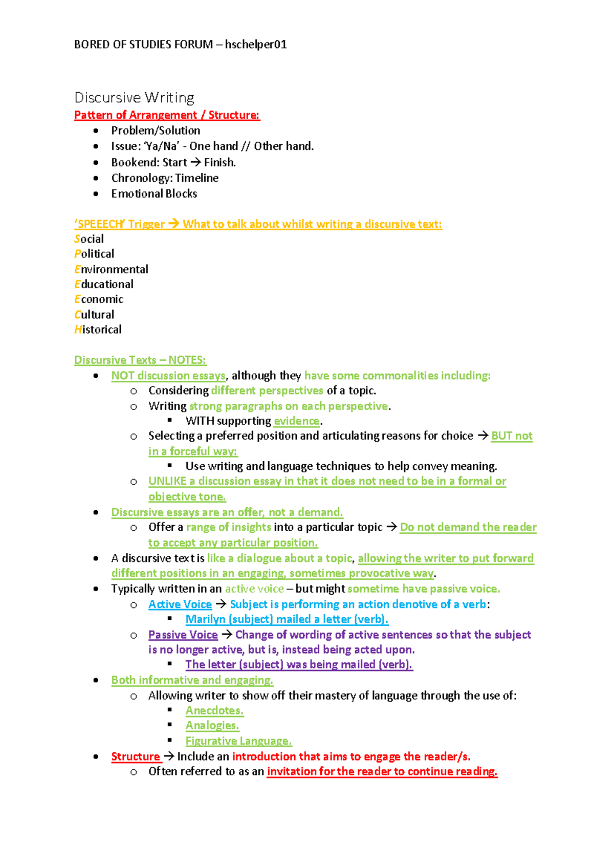 Discursive Writing - Module C - BORED OF STUDIES FORUM – hschelper ...