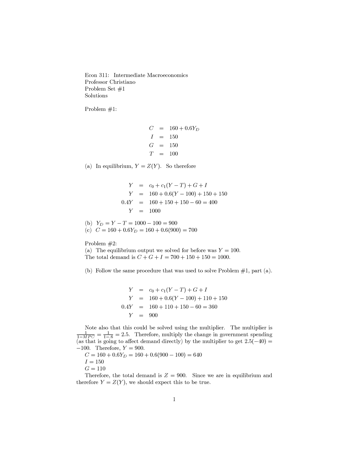 Chapter 3 Practice Problems - Econ 311: Intermediate Macroeconomics ...