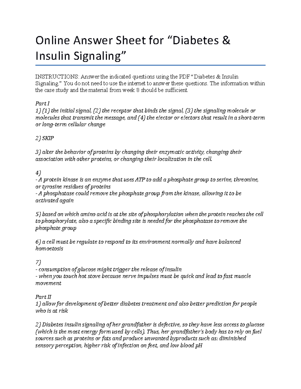 diabetes and insulin case study answers