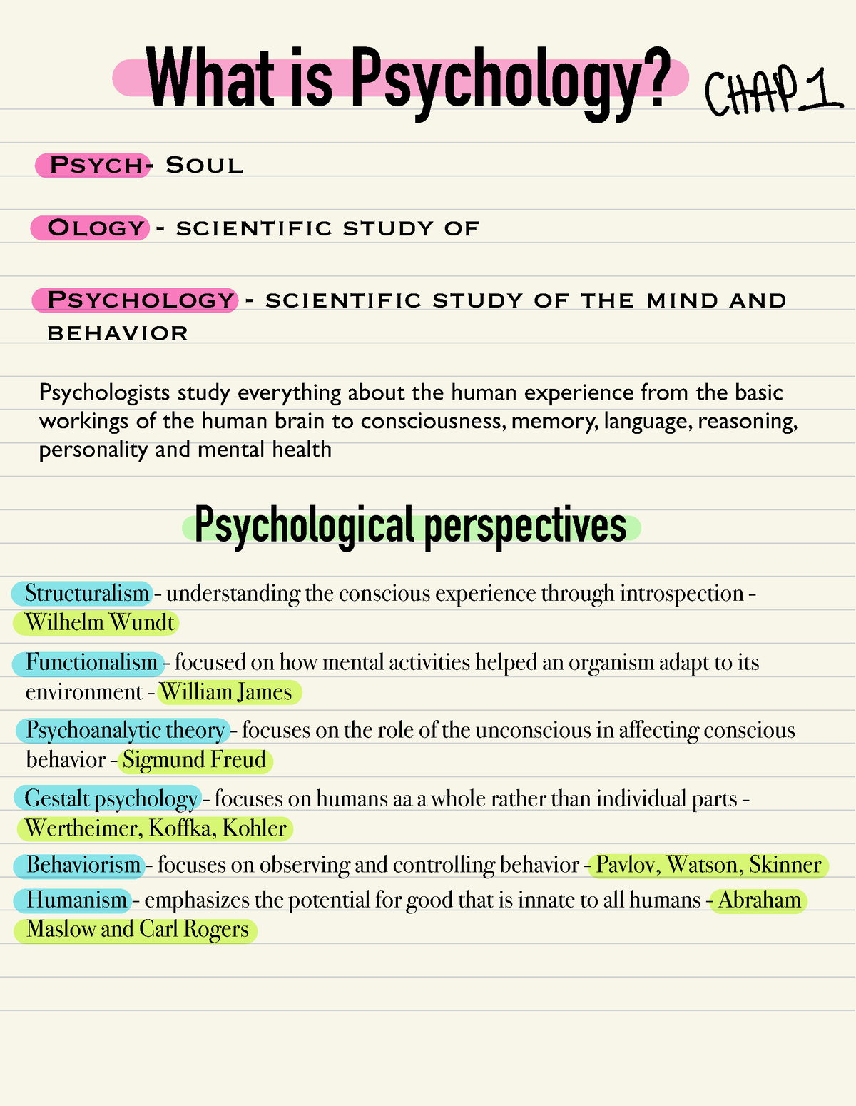 Dev Psych Notes - What is Psychology? Psych- Soul Ology - scientific ...