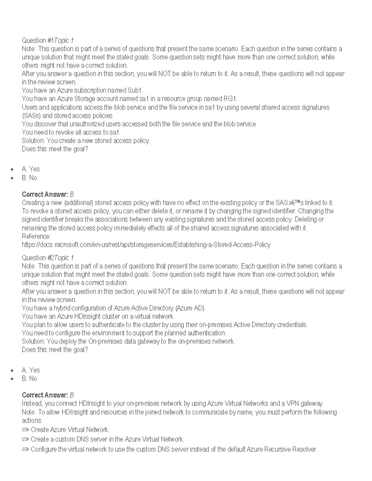 AZ 500 2023 Az 500 Topic 1 Question Set 1 Question 1Topic 1 Note