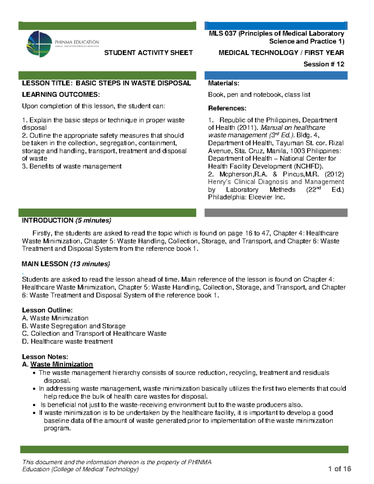 MLS 037 PMLS 1 Module 12 - This document and the information thereon is ...