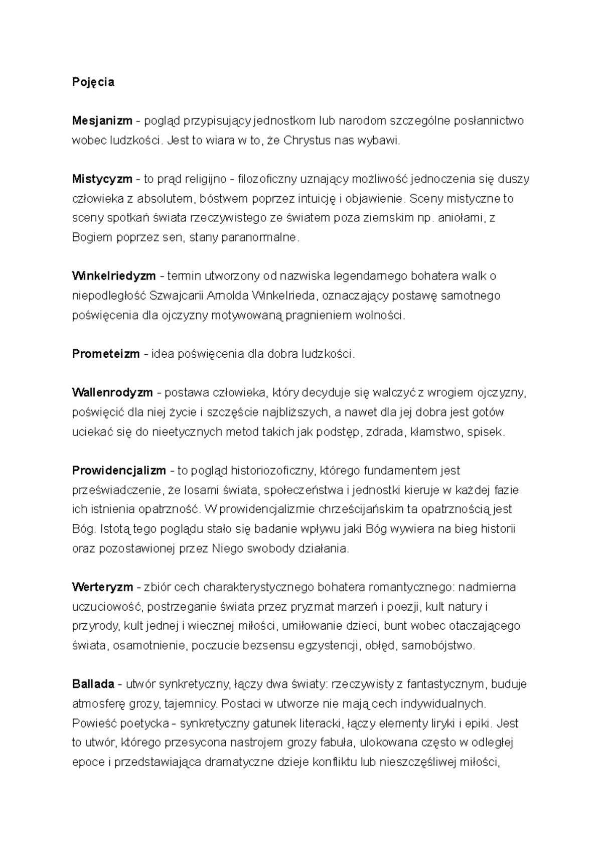 Pojęcia-romantyzm - Najważniejsze pojęcia z romantyzmu - Pojęcia