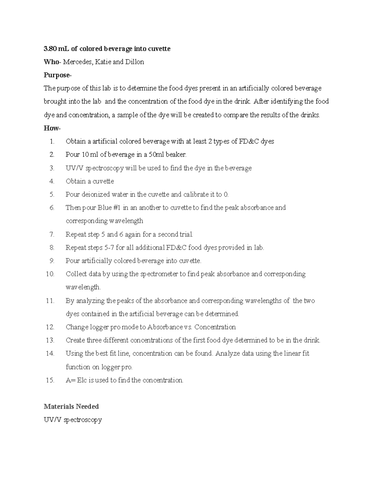 food-dye-lab-day-1-plan-plan-for-day-1-food-dye-lab-3-ml-of-colored-beverage-into-cuvette