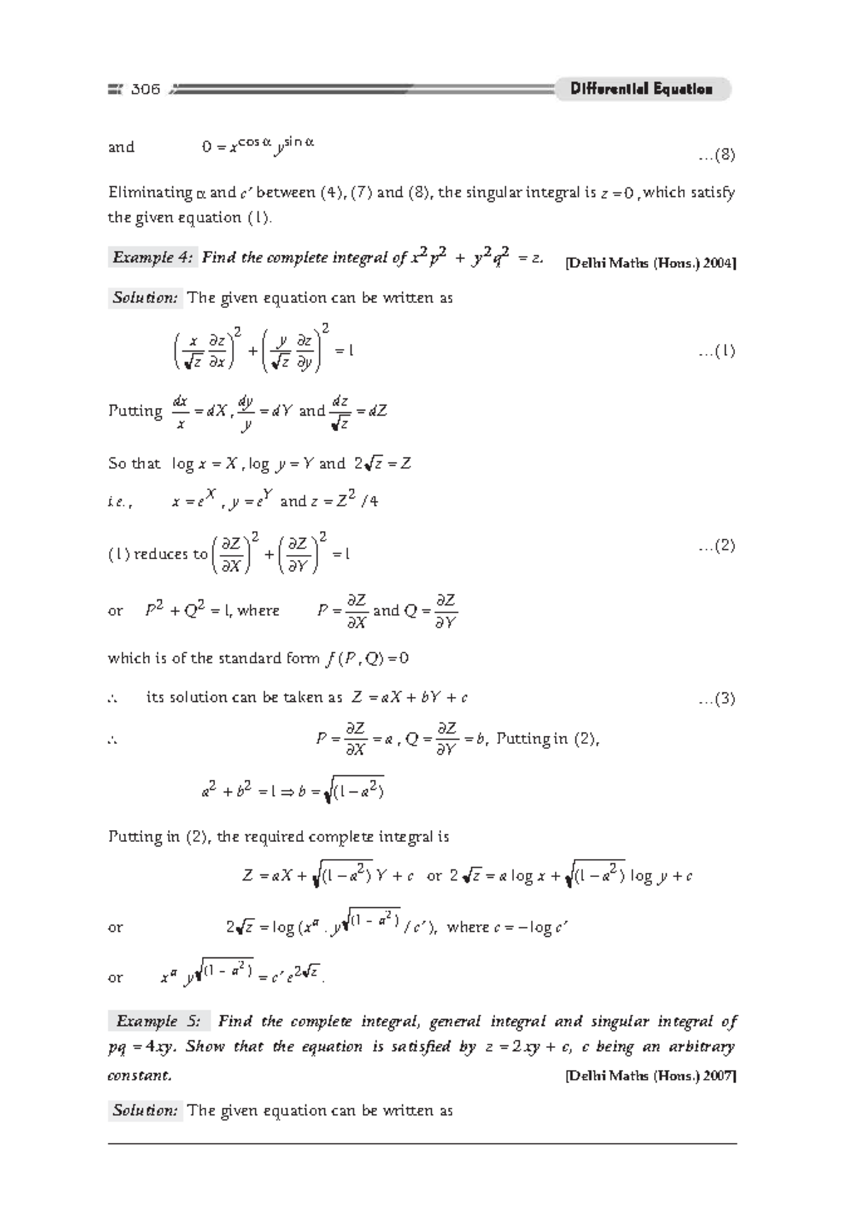 Differential equations-105 - and 0 = x cos α ysinα ...(8) Eliminating α ...