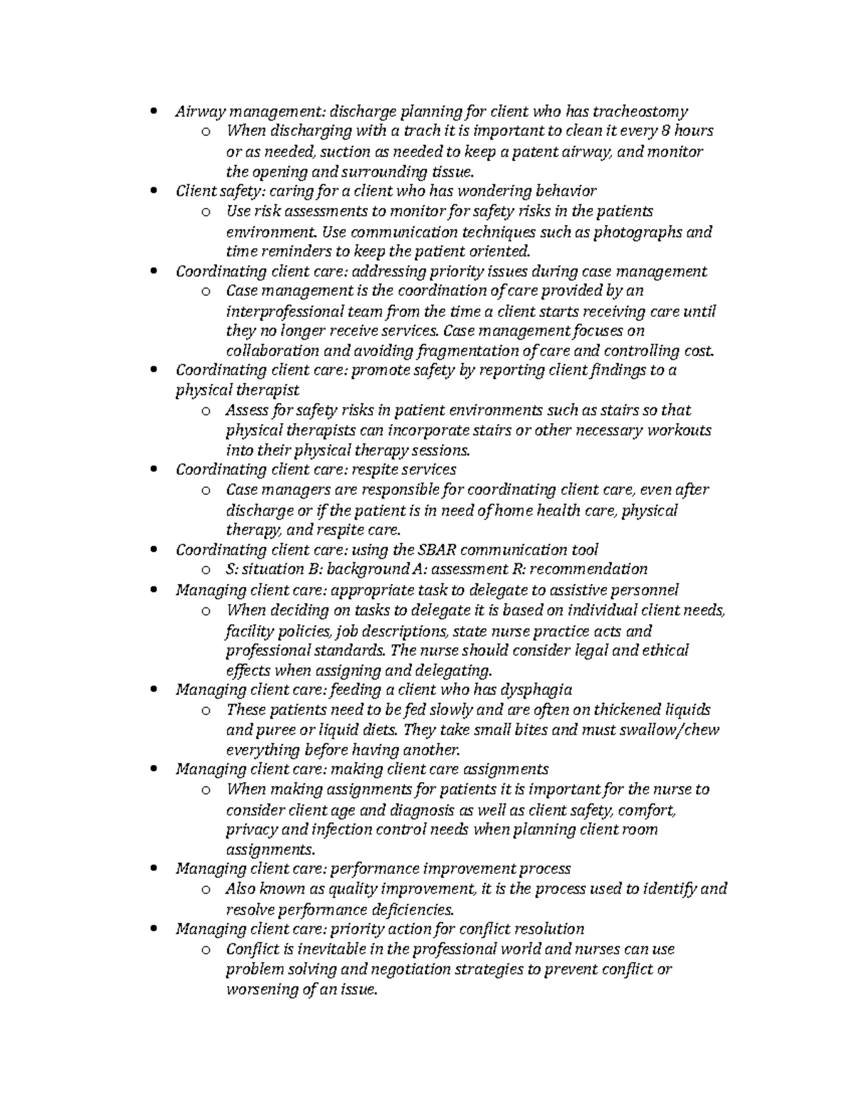 Ati leadership remediation Airway management discharge planning for