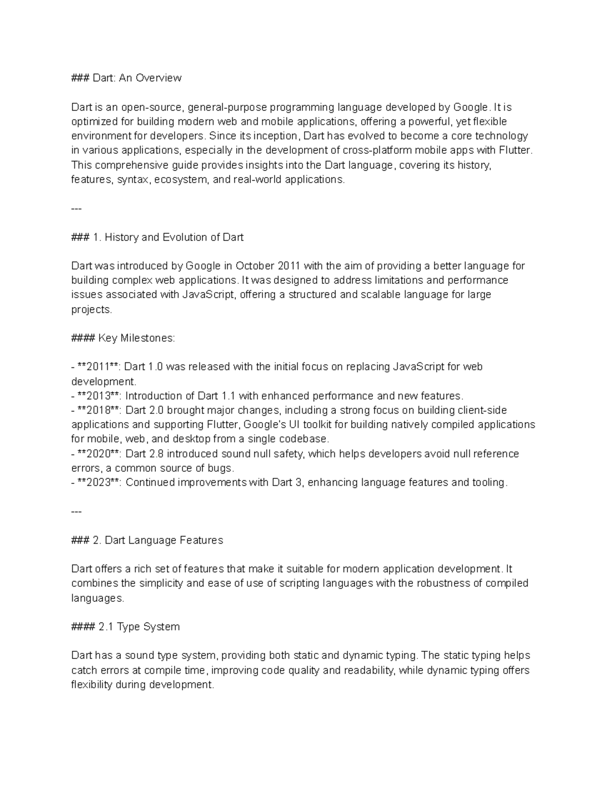 Dart An Overview - DART - Dart: An Overview Dart is an open-source ...