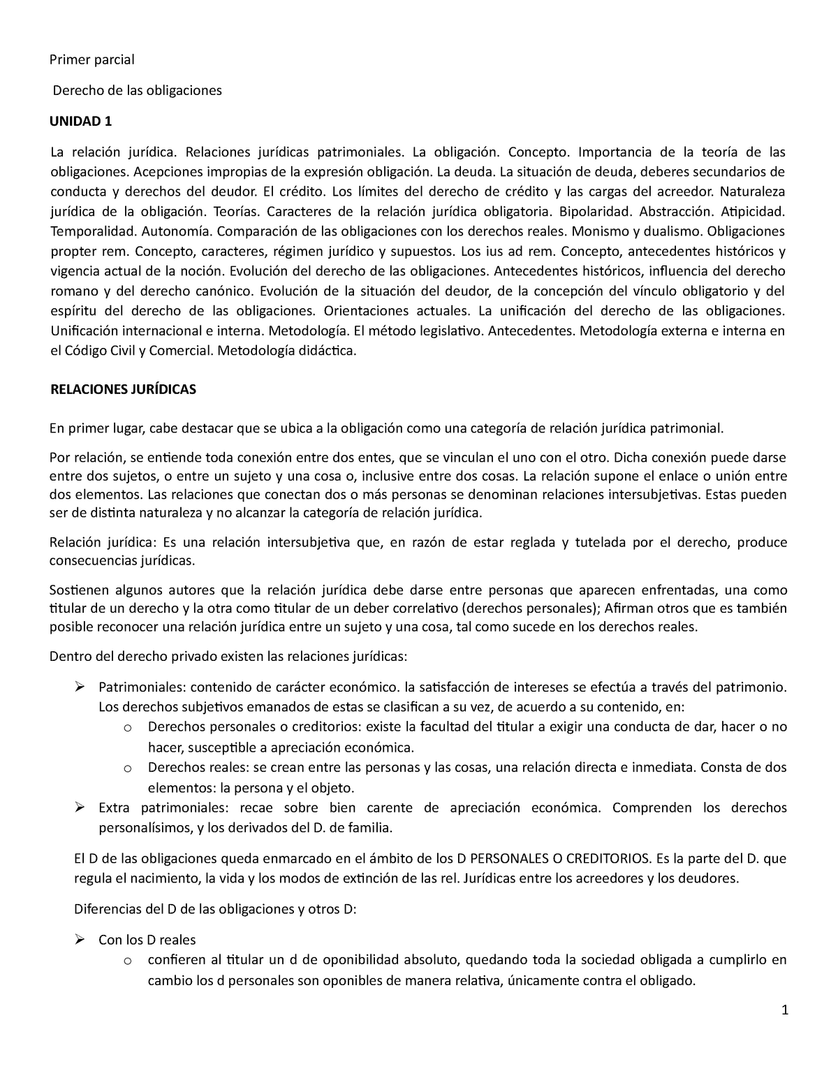 Primer Parcial Obligaciones - Primer Parcial Derecho De Las ...