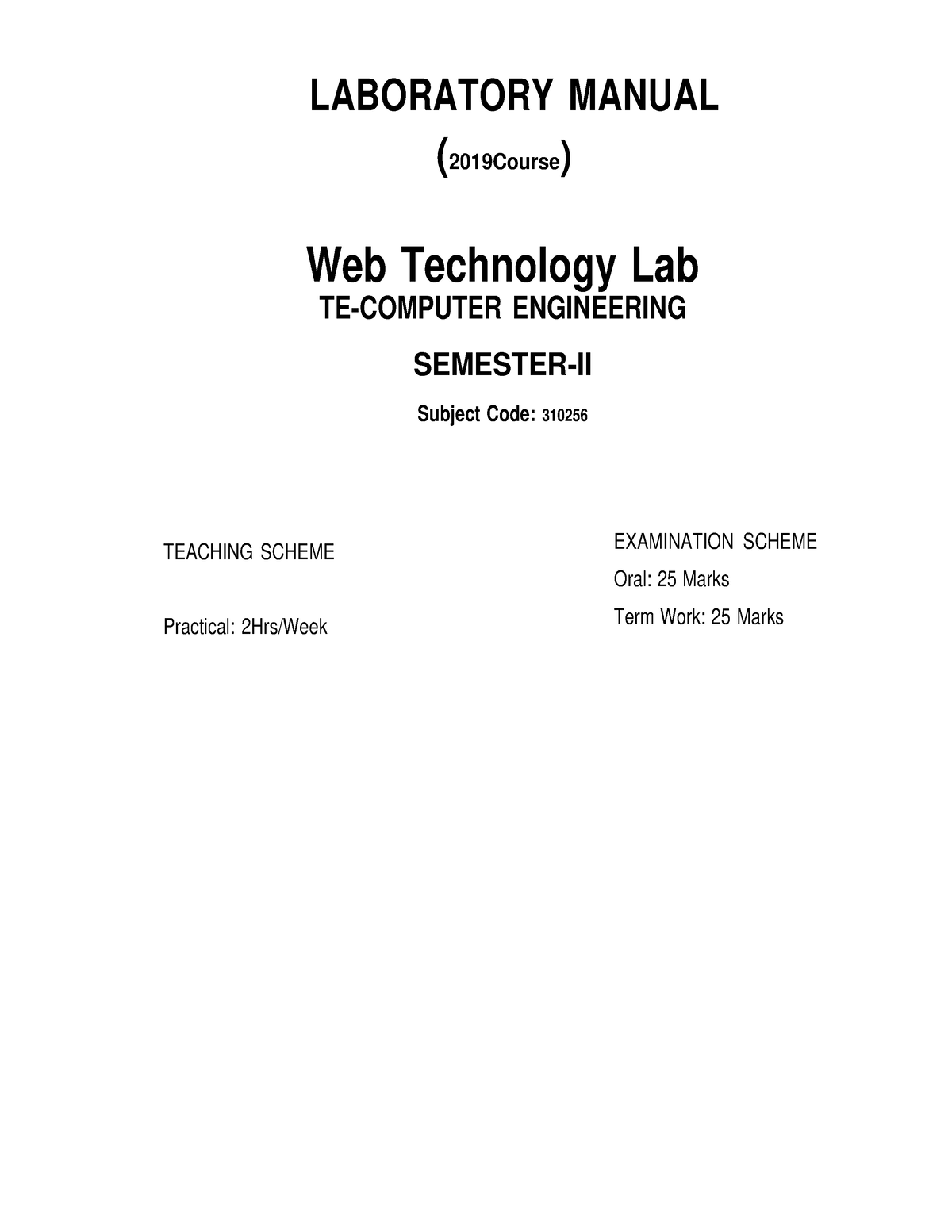 WTL Lab Mannual - LABORATORY MANUAL (2019Course) Web Technology Lab TE ...