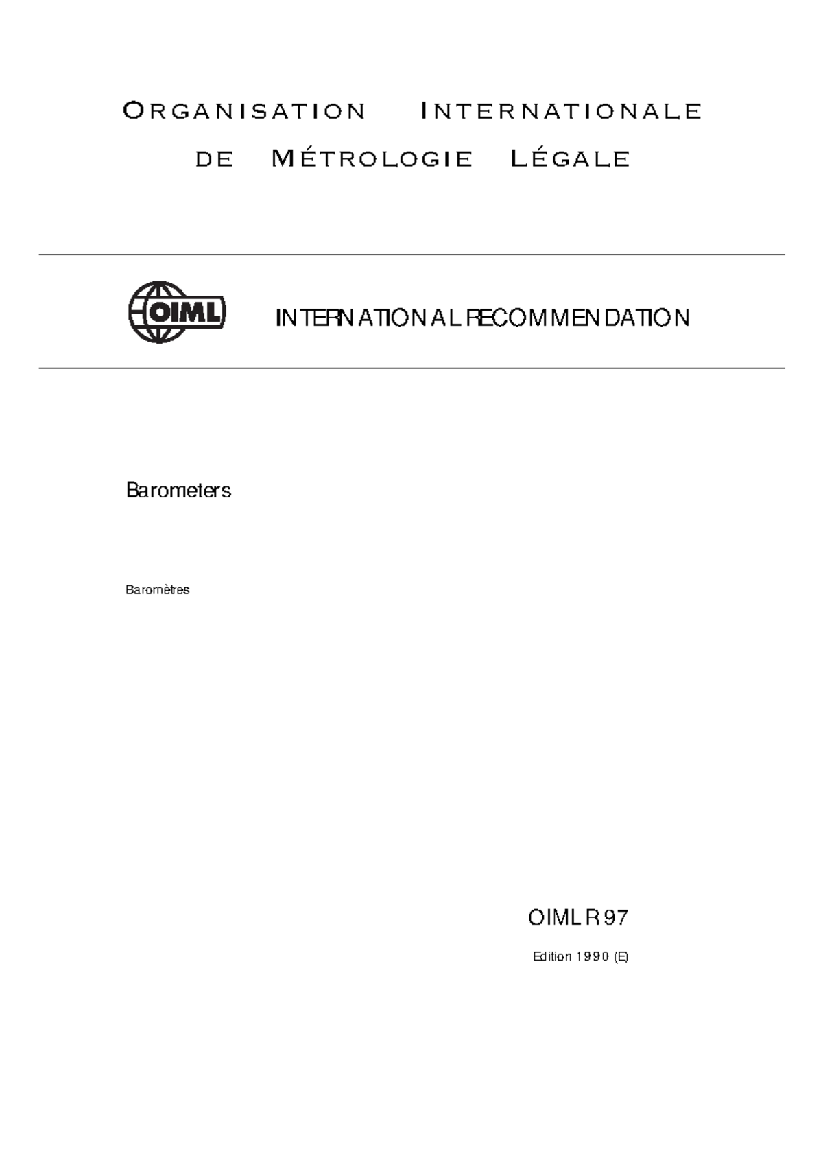 OIML Barometros - Presión - Organisation Internationale de Métrologie ...