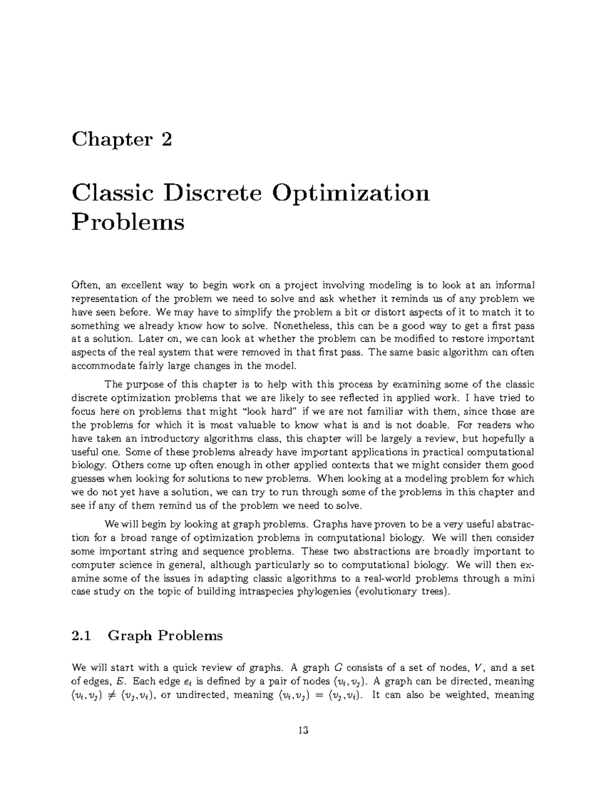 Schwartz Notes Chapter 2 - Chapter 2 Classic Discrete Optimization ...