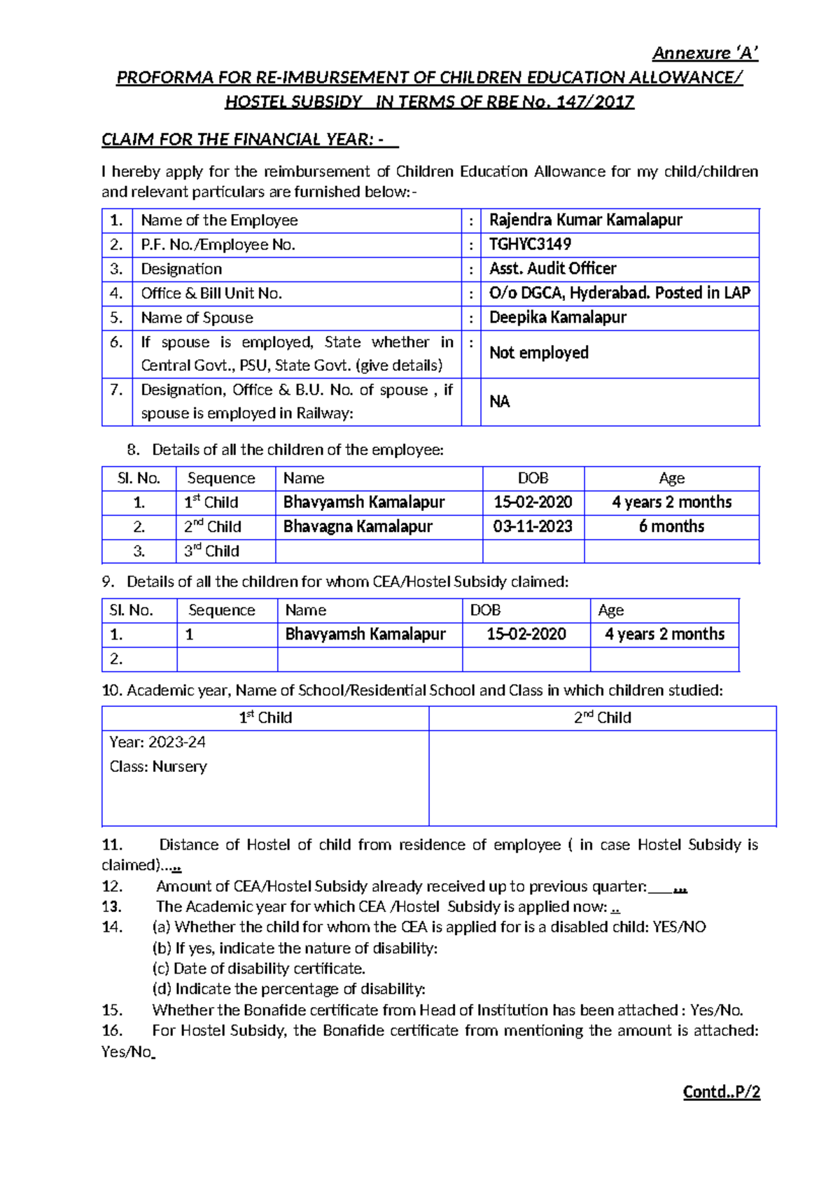 CEA Form 1 - This is CEA form proforma - Annexure ‘A’ PROFORMA FOR RE ...